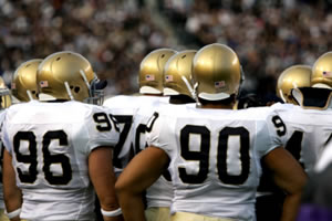 American football huddle